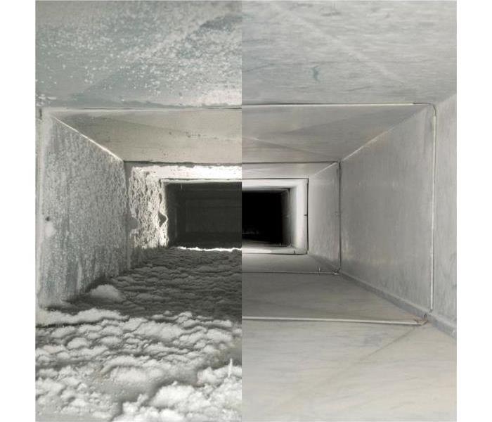 Comparison of air duct before and after HVAC cleaning